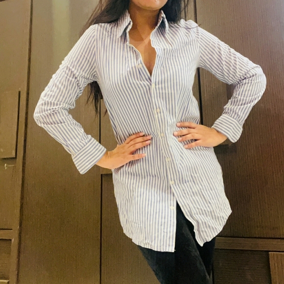 Tops - Blue and white long shirt